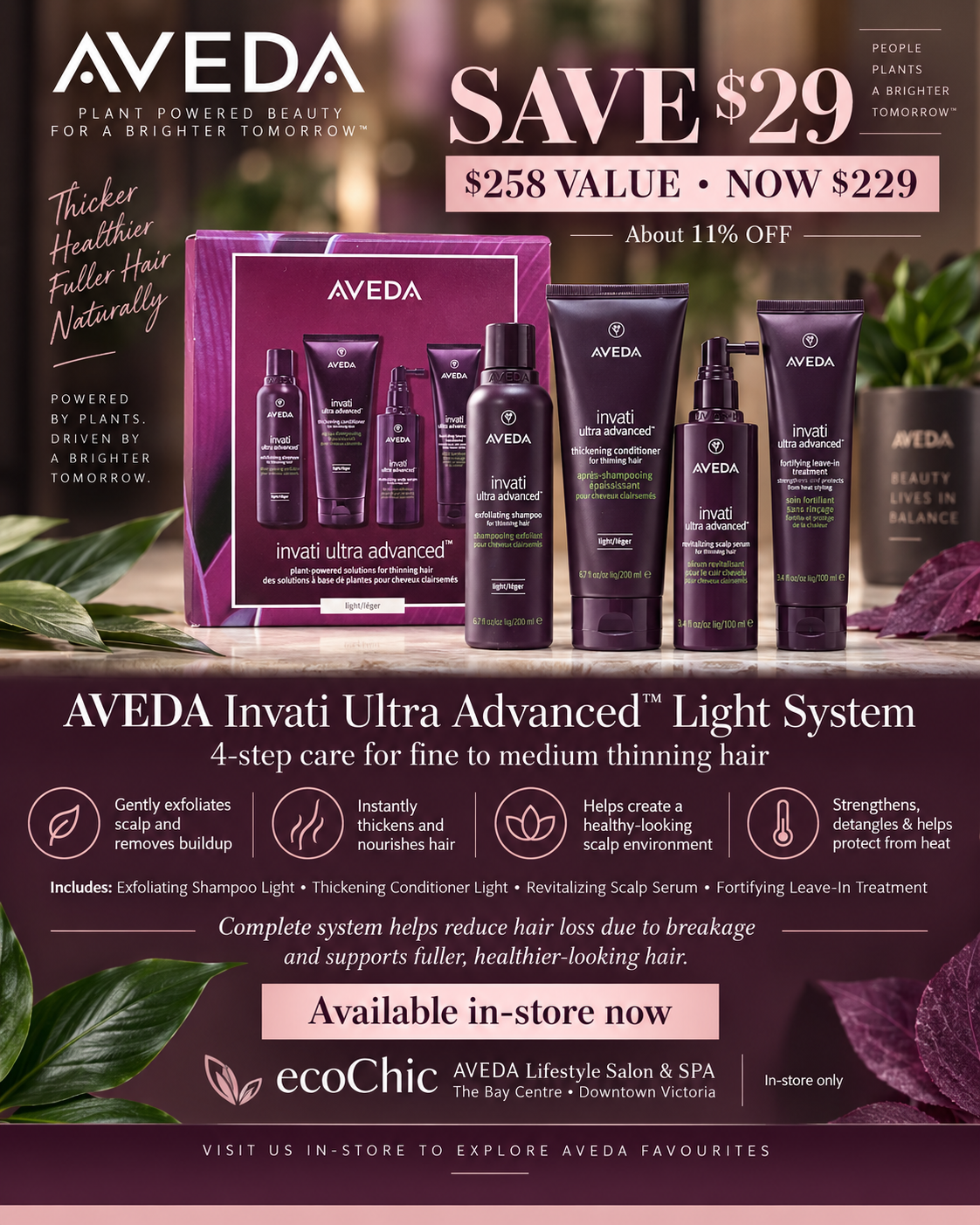 AVEDA Invati Ultra Advanced Light System at ecoChic AVEDA Lifestyle Salon & SPA in Victoria BC, $258 value, now $229, save $29
