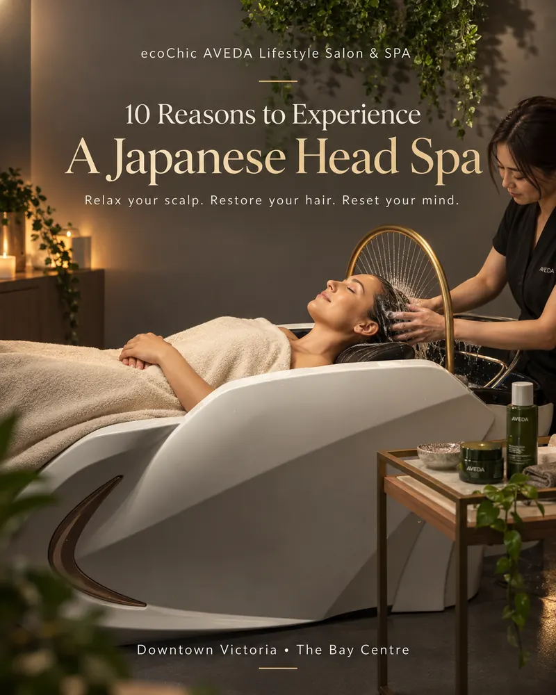 Japanese Head Spa with AVEDA products at ecoChic Victoria BC